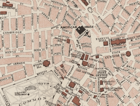 Walker Map, Boston, 1883, w American House