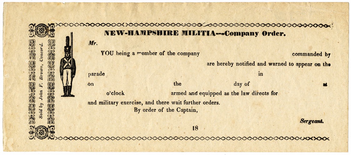 NH Militia Order Blank