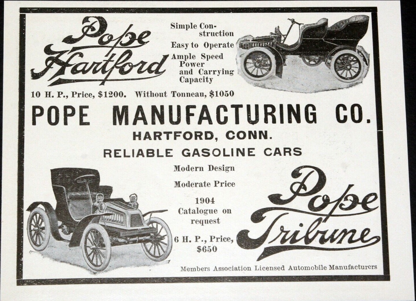 Pope Hartford Auto - 1904