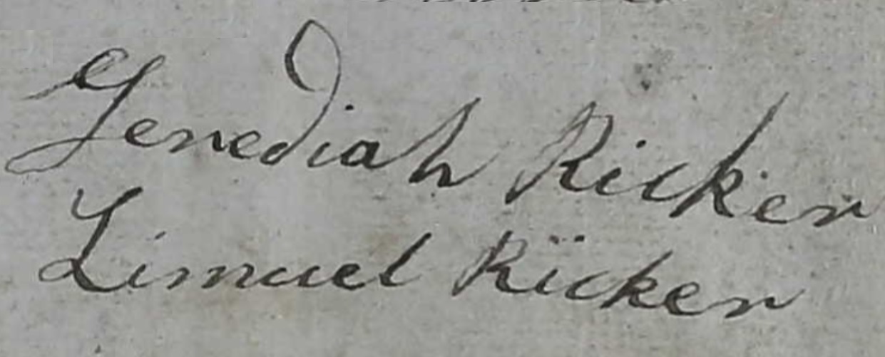 Ricker, Jedediah &amp; Lemuel - Signatures - 1802